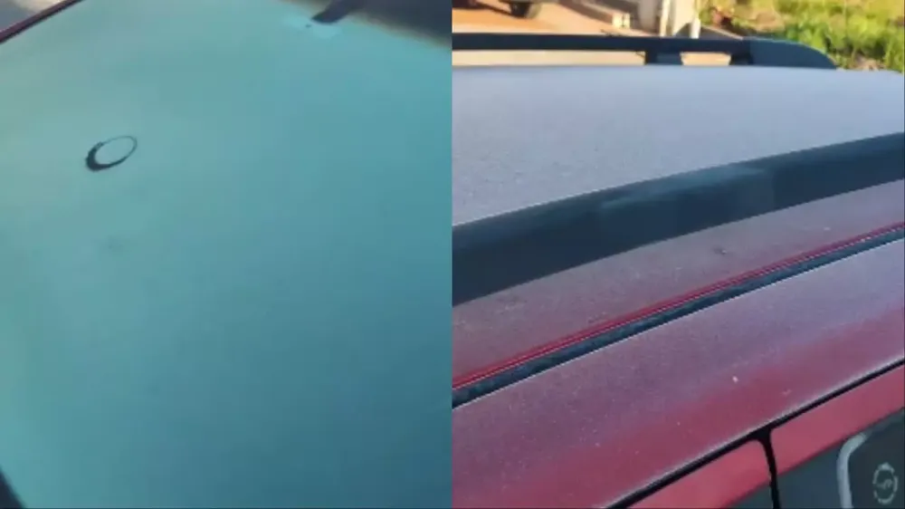 Camada de gelo em carro (Fala Povo Midiamax)
