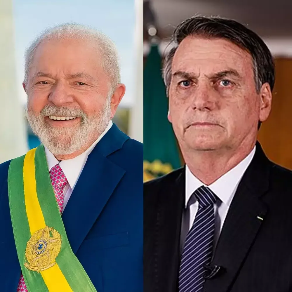Lula e Bolsonaro: polarização segue firme; na espontânea, ex-presidente aparece ligeiramente à frente (Foto: Reprodução)