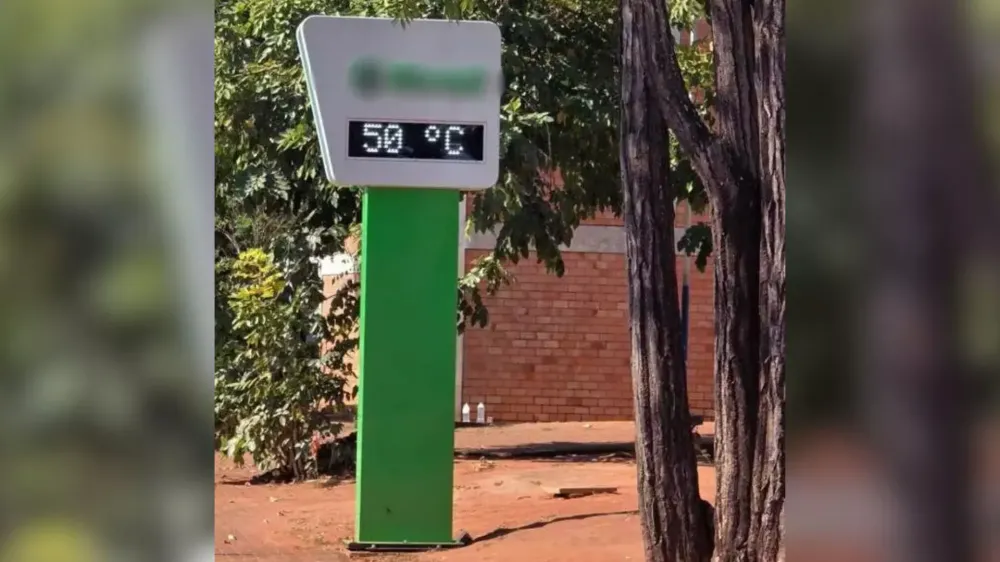Termômetro em Aquidauana mostra temperatura de 50°C (Foto: JNE Diário)