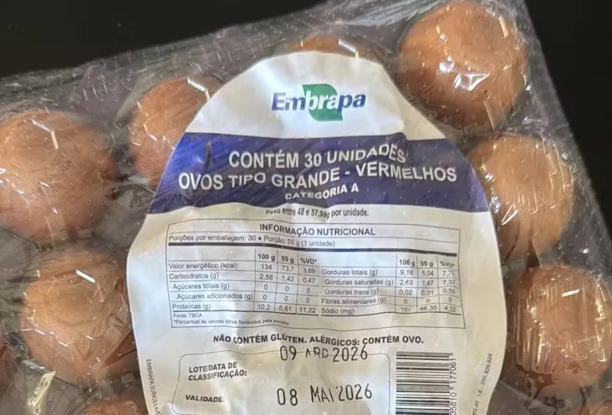 Na caixa de ovos, constava somente o nome da Embrapa — Foto: Reprodução/LinkedIn